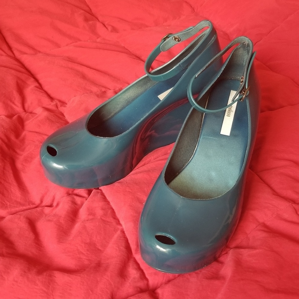 Melissa Patchuli peep toe ankle strap wedge W9